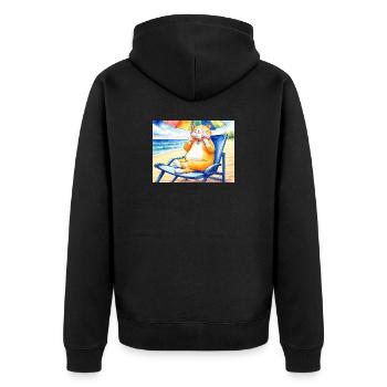 Katze am Strand mit Eiscreme - Unisex Premium Organic Zip Hoodie - black - Back - Nico (187cm)