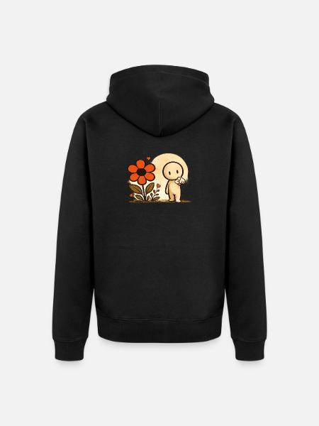 Der kleine Gedanke | Blume - Unisex Premium Bio Zip Hoodie - Schwarz
