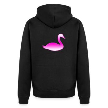 Schwan - Unisex Premium Bio Zip Hoodie - Schwarz - Hinten - Nico (187cm)