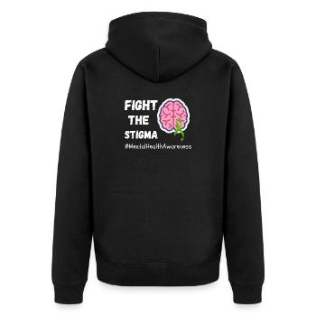 Kämpfe gegen das Stigma des Bewusstseins für psychische Gesundheit - Unisex Premium Bio Zip Hoodie - Schwarz - Hinten - Nico (187cm)