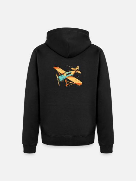 80s propeller plane - Unisex Premium Organic Zip Hoodie - black