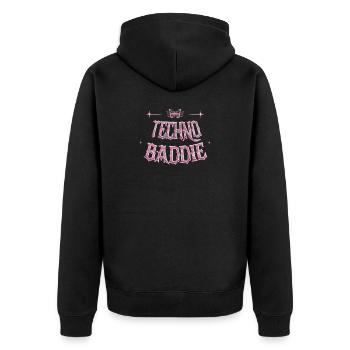 Techno Baddie Outfit - Rave Festival Techno Girl - Unisex Premium Organic Zip Hoodie - black - Back - Nico (187cm)
