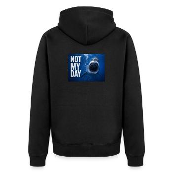 Hai Not My Day - Unisex Premium Organic Zip Hoodie - black - Back - Nico (187cm)