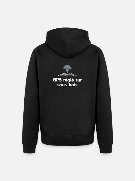 GPS règlé sur sous-bois champignon - Veste à capuche bio Premium Unisexe - noir