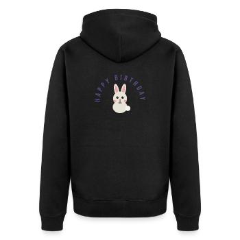 JOYEUX ANNIVERSAIRE. HAPPY BIRTHDAY. ANNIVERSAIRE. - Veste à capuche bio Premium Unisexe - noir - Dos - Nico (187cm)