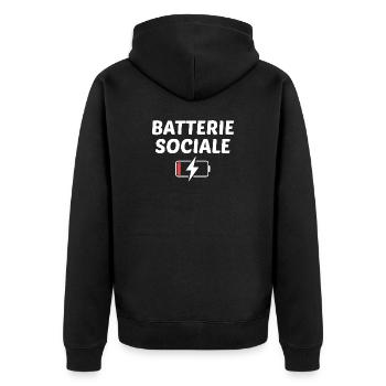Batterie sociale à 0% - Veste à capuche bio Premium Unisexe - noir - Dos - Nico (187cm)