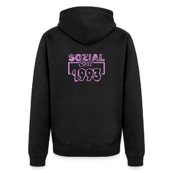 1993 - Unisex Premium Bio Zip Hoodie - Schwarz - Hinten - Nico (187cm)