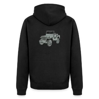 Jeep Willys Overland Offroad Off Road Off-Road 4x4 - Unisex Premium Bio Zip Hoodie - Schwarz - Hinten - Nico (187cm)