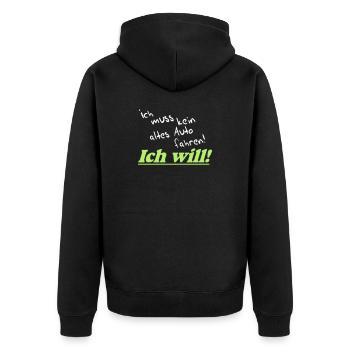 Auto Tuning Schrauber Kult Shirt, Altes Auto (25) - Unisex Premium Bio Zip Hoodie - Schwarz - Hinten - Nico (187cm)