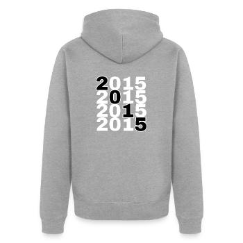 2015 - Unisex Premium Bio Zip Hoodie - Grau meliert - Hinten - Nico (187cm)