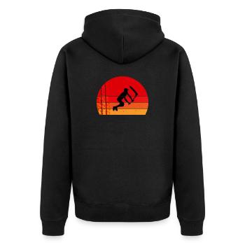 Vintage Stunt Scooter - Unisex Premium Bio Zip Hoodie - Schwarz - Hinten - Nico (187cm)