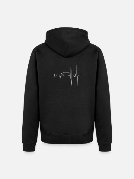Coffee Heartbeat Line Art - Unisex Premium Organic Zip Hoodie - black