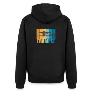 Trompete Vintage Musiker Instrument Geschenk - Unisex Premium Bio Zip Hoodie - Schwarz - Hinten - Nico (187cm)