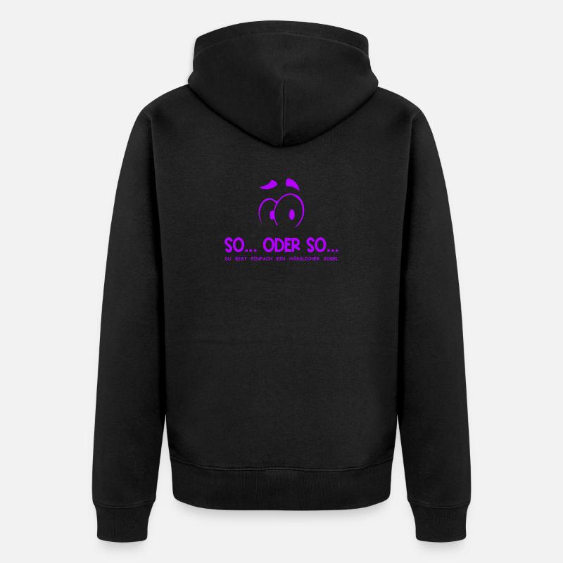 So...Oder So: Hässlicher Vogel - Lila - Unisex Premium Bio Zip Hoodie - Schwarz
