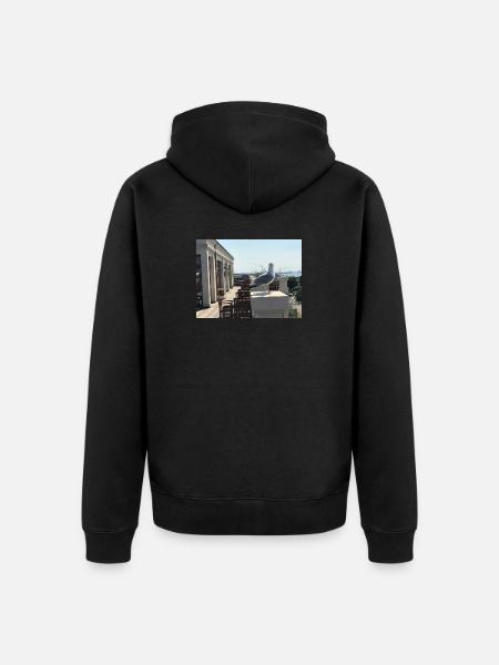Möwenblick am Hafen Dachterrasse - Unisex Premium Bio Zip Hoodie - Schwarz
