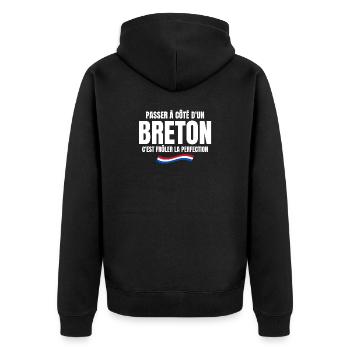 Bretagne, Bretagne humour, je suis Breton - Veste à capuche bio Premium Unisexe - noir - Dos - Nico (187cm)