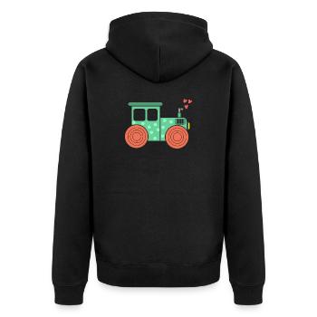 Herz Traktor Nutzfahrzeug Bauernhof Ackerbau Feld - Unisex Premium Bio Zip Hoodie - Schwarz - Hinten - Nico (187cm)