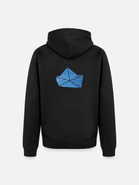 Papir Båt Jeans Båtskip Ferie Lake Sea Fan - Premium økologisk unisex-hettejakke - svart