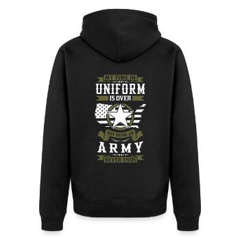 Army Never Ends - Unisex Premium Organic Zip Hoodie - black - Back - Nico (187cm)