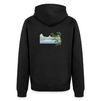 Paysage fluvial avec des feuilles de palmier - Veste à capuche bio Premium Unisexe - noir - Dos - Nico (187cm)