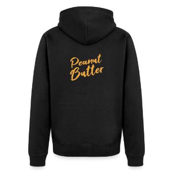 Peanut butter - Unisex Premium Organic Zip Hoodie - black - Back - Nico (187cm)