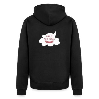 Wolke Wurst cool Quotes gleichgütig egal Bürohumor - Unisex Premium Bio Zip Hoodie - Schwarz - Hinten - Nico (187cm)