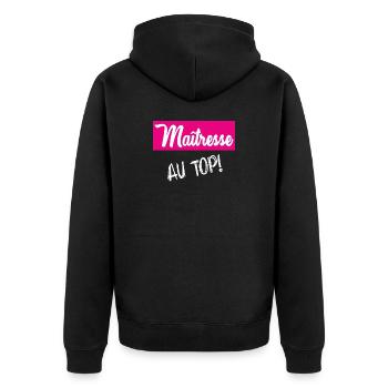 VIELEN DANK. DANKE. VIELEN DANK. JAHRESTAG. GEBURT. - Unisex Premium Bio Zip Hoodie - Schwarz - Hinten - Nico (187cm)
