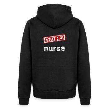 Krankenschwester - Unisex Premium Bio Zip Hoodie - Schwarz - Hinten - Nico (187cm)