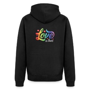 Mois de la fierté LGBT - Love is Love - Veste à capuche bio Premium Unisexe - noir - Dos - Nico (187cm)