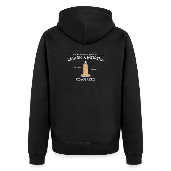 Leuchtturm Kolberg, Polnische Ostseeküste, Polen - Unisex Premium Bio Zip Hoodie - Schwarz - Hinten - Nico (187cm)