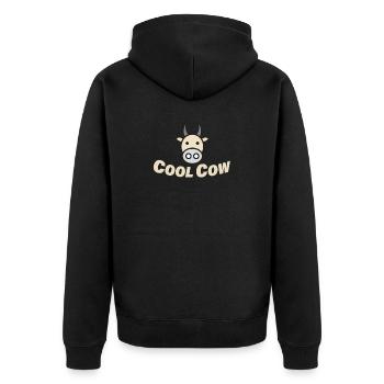 COOL COW - Unisex Premium Bio Zip Hoodie - Schwarz - Hinten - Nico (187cm)