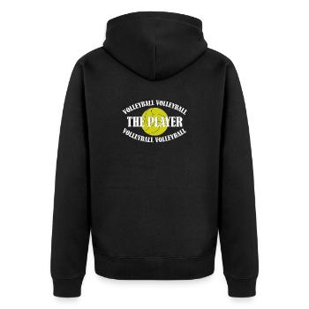 VOLLEYBALL - THE PLAYER - Unisex Premium Bio Zip Hoodie - Schwarz - Hinten - Nico (187cm)