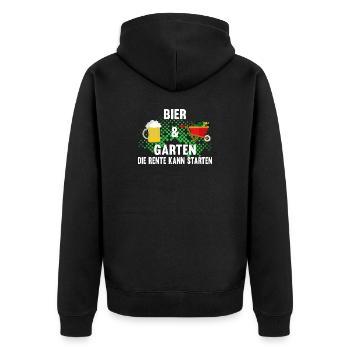 Garten Rentner Bier - Unisex Premium Bio Zip Hoodie - Schwarz - Hinten - Nico (187cm)
