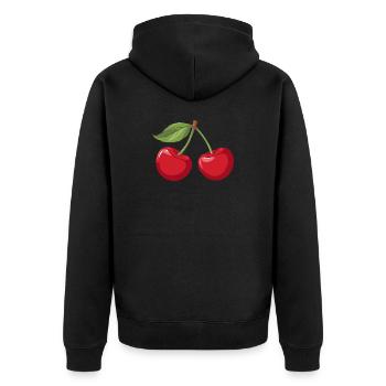Vibrant Cherry Illustration - Unisex Premium Organic Zip Hoodie - black - Back - Nico (187cm)