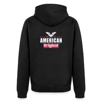 Patriotischer Adler Amerikanische Flagge Design - Unisex Premium Bio Zip Hoodie - Schwarz - Hinten - Nico (187cm)
