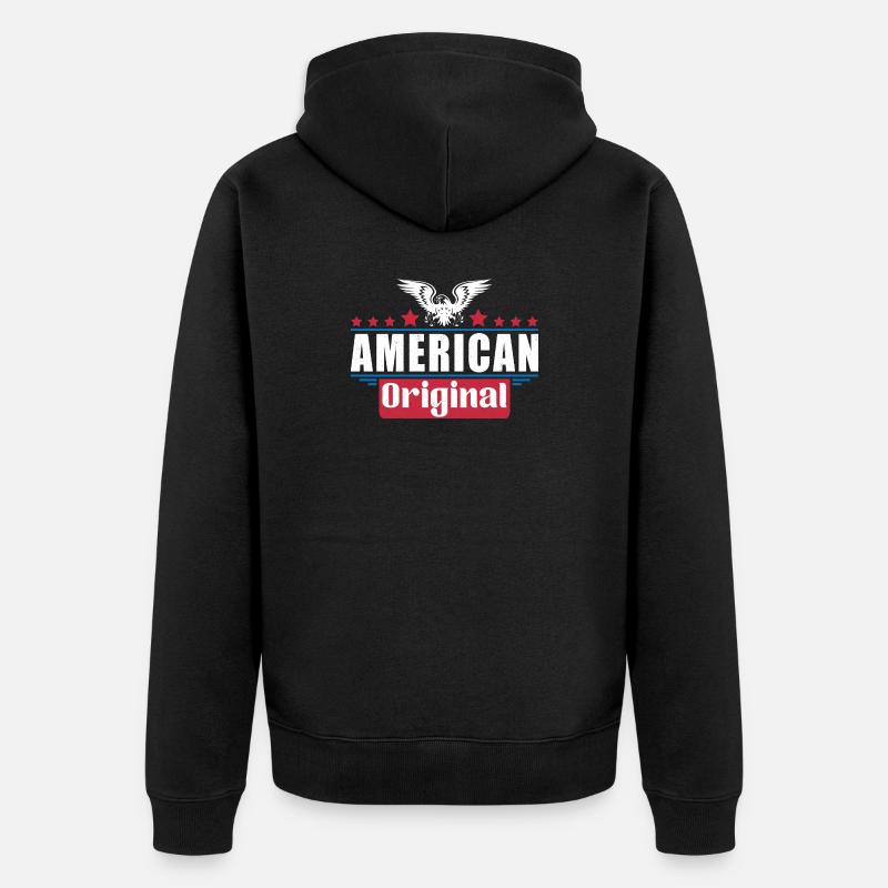 Aigle patriotique drapeau américain Design - Veste à capuche bio Premium Unisexe - noir