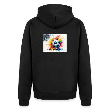 Explosiver Aquarell-Fußball - Unisex Premium Bio Zip Hoodie - Schwarz - Hinten - Nico (187cm)