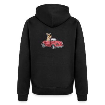 Kangaroo Car - Unisex Premium Organic Zip Hoodie - black - Back - Nico (187cm)