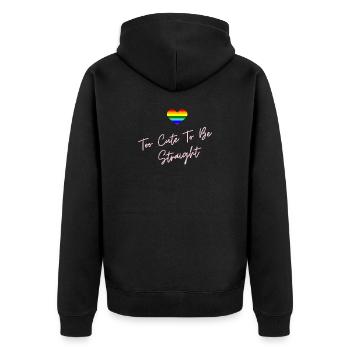 Regenbogen Herz Stolz LGBTQ Design - Unisex Premium Bio Zip Hoodie - Schwarz - Hinten - Nico (187cm)