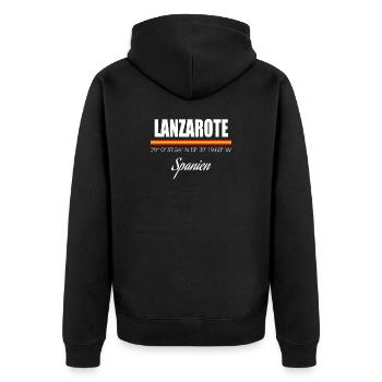 Lanzarote - Unisex Premium Bio Zip Hoodie - Schwarz - Hinten - Nico (187cm)