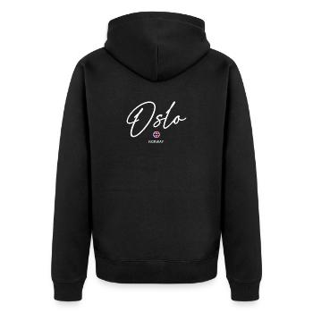 Oslo - Norway Flag - Lettering - Norge - Norwegen - Unisex Premium Organic Zip Hoodie - black - Back - Nico (187cm)