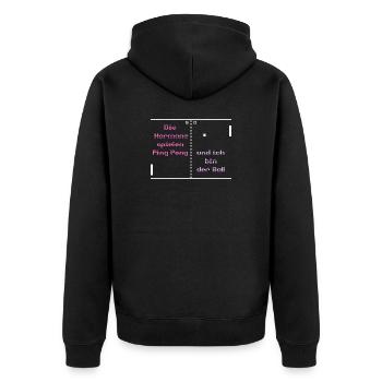 The hormones play ping pong and I'm the ball - Unisex Premium Organic Zip Hoodie - black - Back - Nico (187cm)