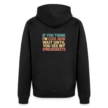 Funny Spreadsheet Designs For Actuary Statistician - Unisex Premium Organic Zip Hoodie - black - Back - Nico (187cm)