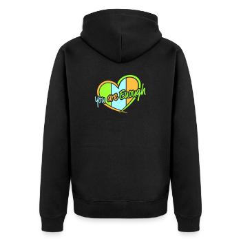 You Are Enough Self Love Motivational Quote - Unisex Premium Organic Zip Hoodie - black - Back - Nico (187cm)