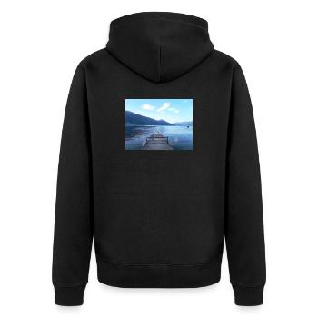 View of Lake Maggiore - Unisex Premium Organic Zip Hoodie - black - Back - Nico (187cm)