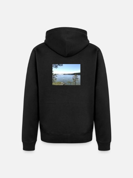 Lake landscape, nature moment - Unisex Premium Organic Zip Hoodie - black