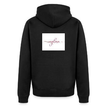 Angelina Elegant Calligraphy in Red - Unisex Premium Organic Zip Hoodie - black - Back - Nico (187cm)