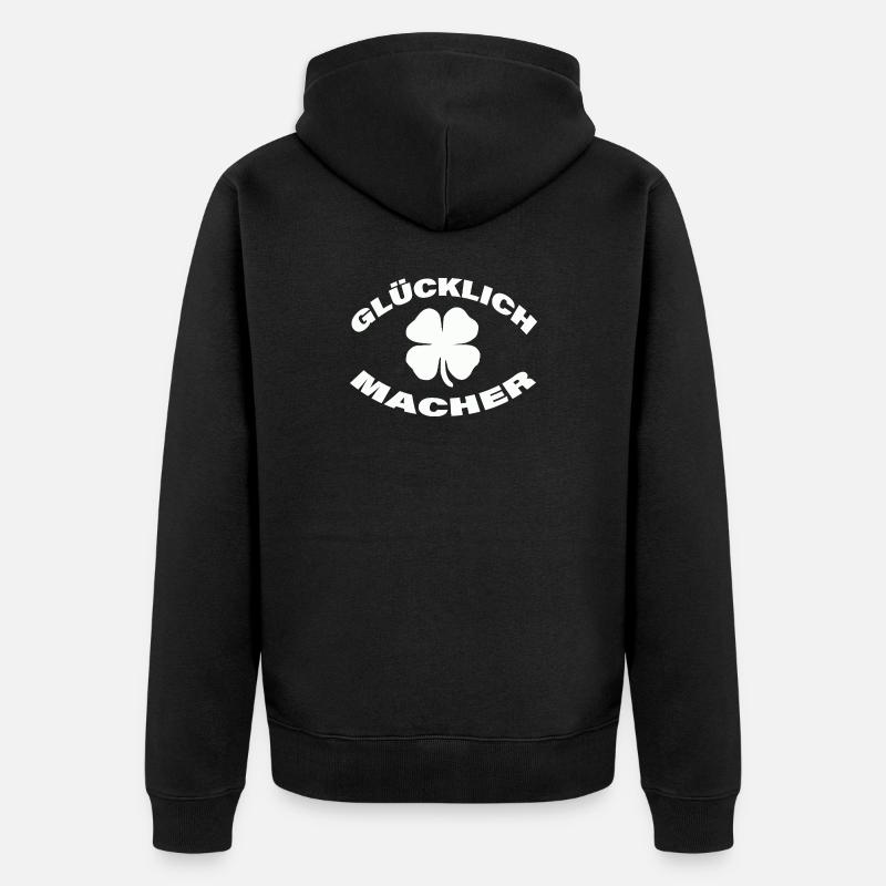 GLÜCKLICHMACHER - Unisex Premium Bio Zip Hoodie - Schwarz