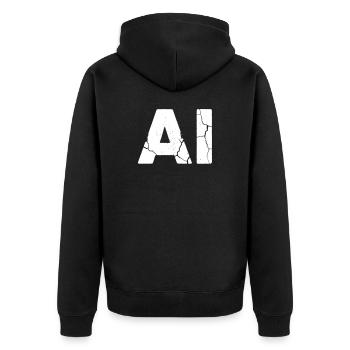 IA Intelligence Artificielle Texte Vecteur Grunge - Veste à capuche bio Premium Unisexe - noir - Dos - Nico (187cm)