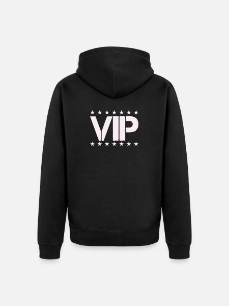 VIP Star Statement in Pastel Pink - Unisex Premium Organic Zip Hoodie - black